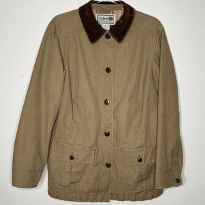 Vintage LL Bean Medium Chore Barn Field Jacket Coat Flannel Lined Tan
